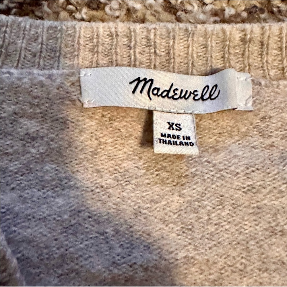 Madewell Cropped XS Sweater Wool blend Pullover v-neck oatmeal color - Picture 2 of 5